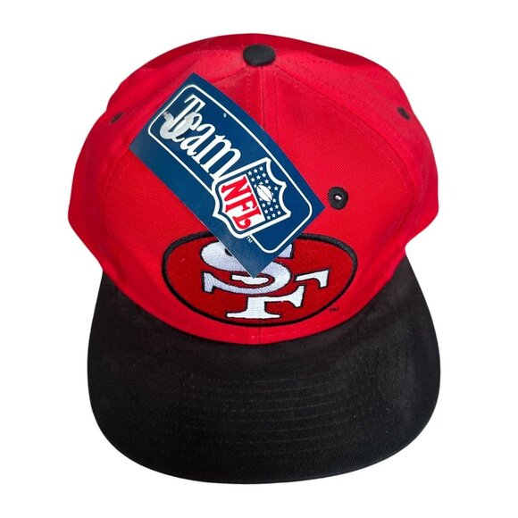 San Francisco 49ers Baseball Hat Logo 7 Snapback Hat Red & Black NFL Cap New - Picture 1 of 10